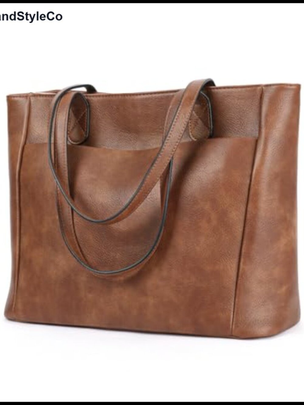 Vegan Leather Large Tote Bag Minimalist Shoulder Purse Laptop Work Travel